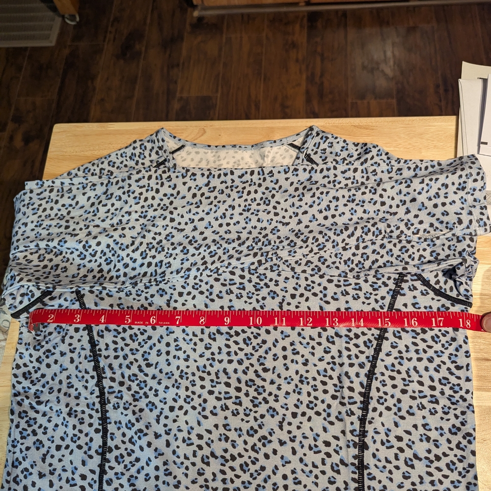 Blue Leopard Print Long Sleeve Top